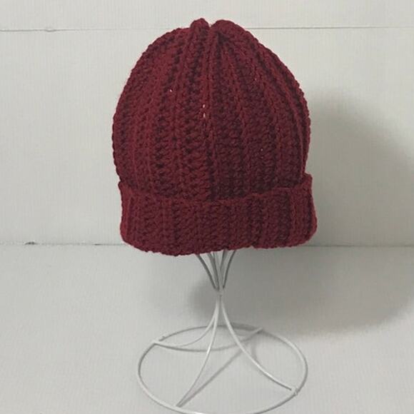 NWT Burgundy Handmade Crocheted Beanie by Dawny - Picture 1 of 3